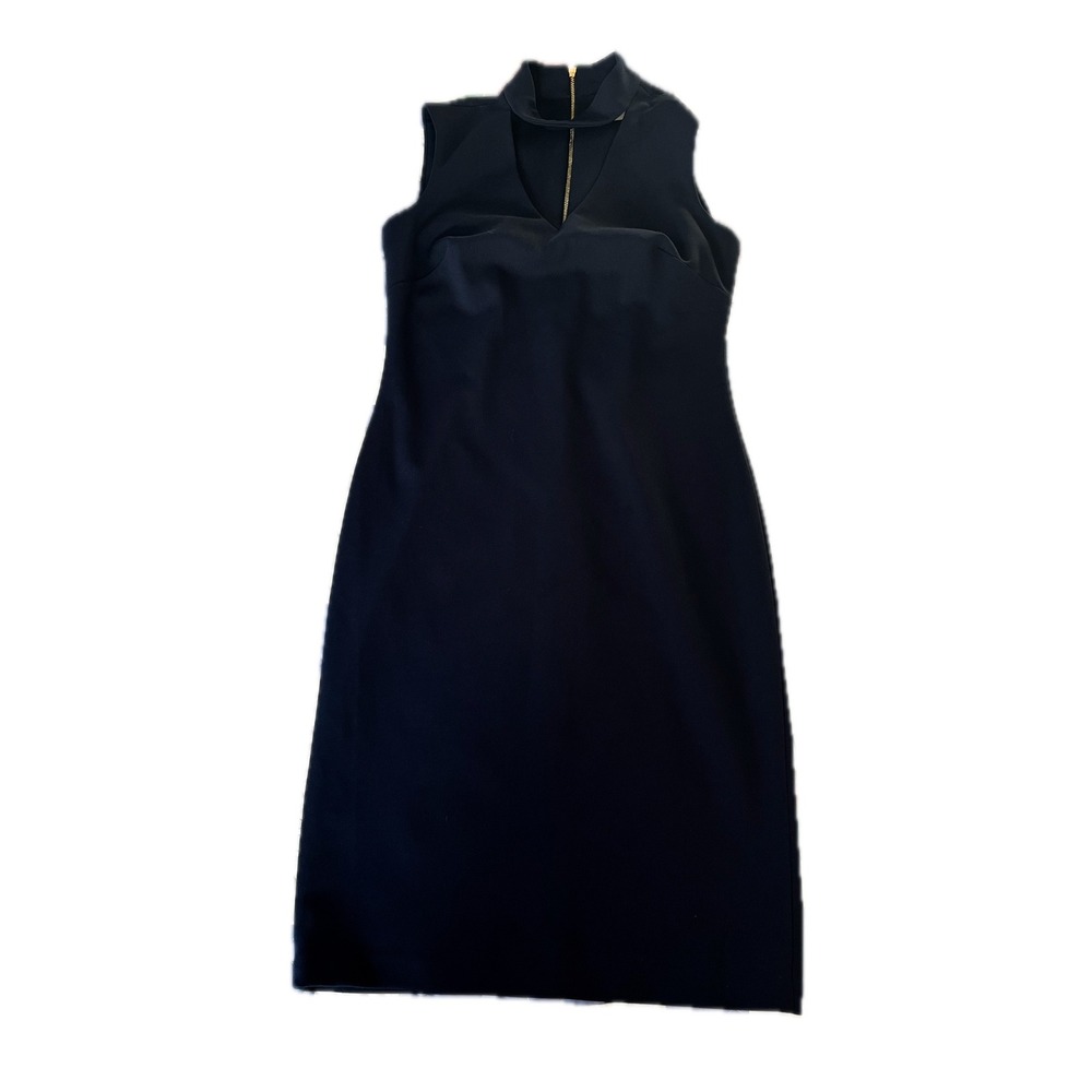 Calvin Klein Navy Sleeveless Mock Neck Sheath Dress - Women's Size 2 - Picture 2 of 11